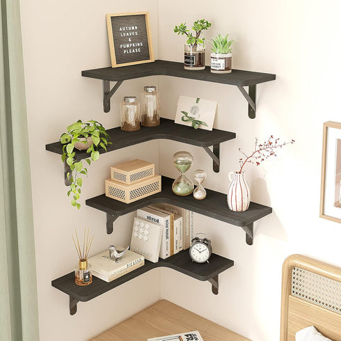 Set 5 Fixwal Corner Shelves Floating Shelves for Wall Bathroom Kitchen Bedroom Home Decor Laundry Room Living Room