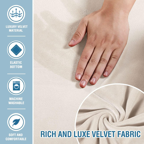 H.VERSAILTEX Velvet Chaise Lounge Cover - High Stretch Chaise Chair Cover for Living Room Soft Slipcovers with Arms