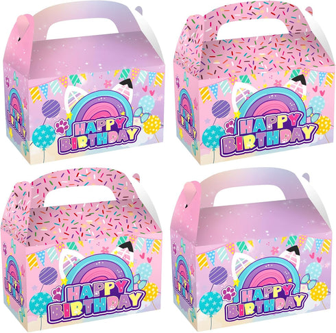 Terasilian Cartoon Cat Party Candy Bags 16pcs Dollhouse Theme Goodie Gift Boxes for