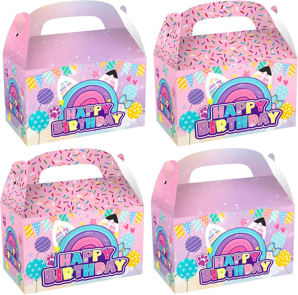 Terasilian Cartoon Cat Party Candy Bags 16pcs Dollhouse Theme Goodie Gift Boxes for