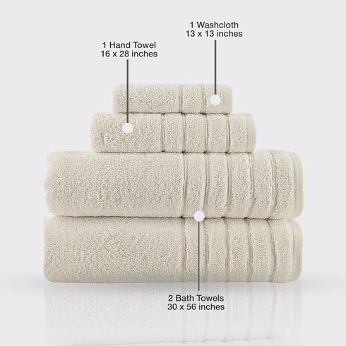 4 Set, 100% 2 1 1 Towels Beyond - Luxury Piece Towels Made with Turkish Cotton, Highly Absorbent & Comfy, Includes Bath