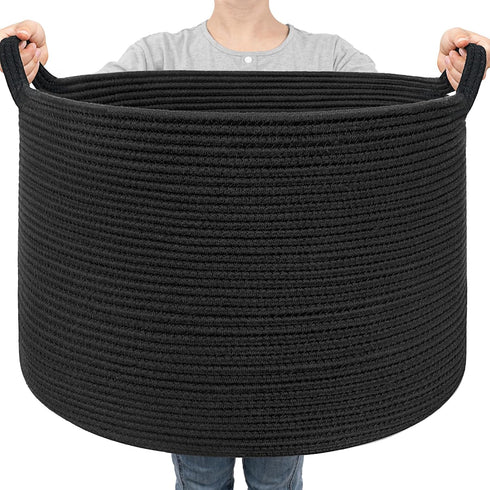 Goodpick Large Blanket Basket, 22"X 14" Woven Rope Storage Basket for Laundry, Kids Toy Organizer