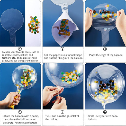 Sumind 30 Pieces Bubble Transparent Bobo Balloons, Crystal Clear Balloons for Birthday Party, Christmas, 18 Inches