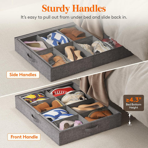 8 4.3 Inches 2 Pack Lifewit Under Bed Shoe Storage Organizer Fits Pair Sneakers, Tall Sturdy Structure Ultra Thick