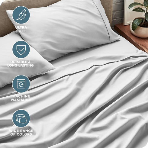 Set 1800 3 Set Bare Home Twin XL Sheet - Ultra-Soft Microfiber Twin Extra Long Bed Sheets - Double Brushed - Deep