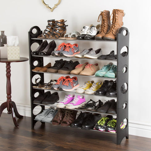 Everyday Home 6-Tier Closet, 24 Stackable Shoe Rack Shoe Organizer for Bathroom, Entryway Footwear Shelf Holds Pair