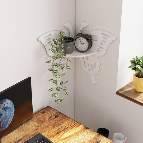 Butterfly Corner Shelf Nursery Wall Deor Floating Corner Shelf for Kids Room, Small Cute Decorative Shelf Wall Mounted