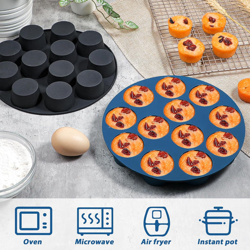 Webake Silicone Air Fryer Muffin Pan, Nonstick 1.8 Inch Mini Muffin Tin, Set of 2, 12-Cavity