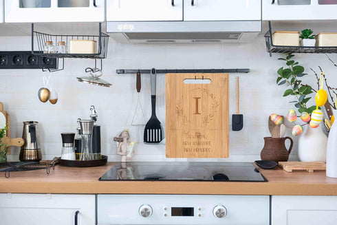 Bamboo Carved Cutting Board Gift for Home Kitchen, Perfect for Housewarming and Wedding Gifts