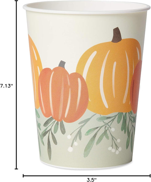American Greetings 8-Count Plastic Party Cups, 16 oz, Pumpkin Thanksgiving Party Supplies
