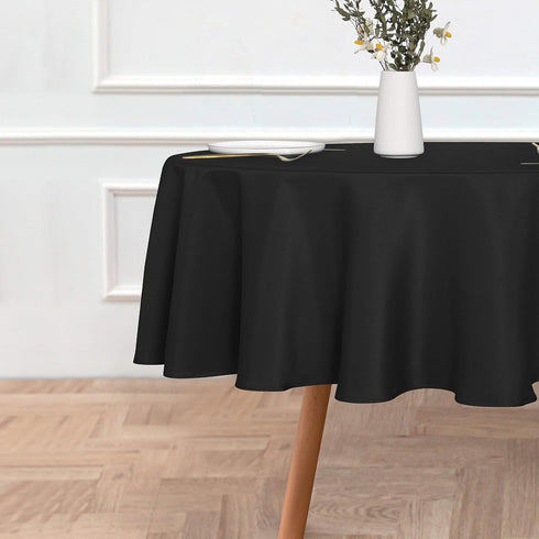 sancua Round Tablecloth, 60 Inch Water Resistant Washable Polyester for Dining and Parties, Black
