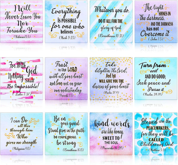 Weewooday 12 Pcs Inspirational Christian Magnets with Bible Verses, Motivational Religious Quotes for Fridge Office
