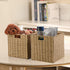 Vagusicc Wicker Storage Basket, Set of 2 Hand-Woven Baskets with Handles, 9 inch Foldable Cube Storage Bins for Pantry