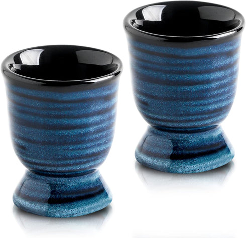 Hasense Ceramic Egg Cups for Soft Boiled Eggs, Porcelain Holders for Hard Boiled Eggs, Set of 2 Decorative Kitchen