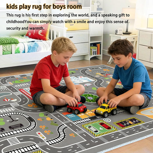 JCTQBHQF 80120cm/3147in Kids Rug Play Mat for Toy Cars,City Life Road Traffic Educational Carpet,Have Fun Throw