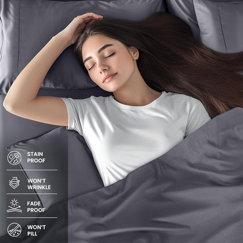 Utopia Bedding Twin Sheet Set, 3 Piece, Soft Microfiber, Grey, Includes 1 Fitted Sheet, 1 Flat Sheet, 1 Pillowcase