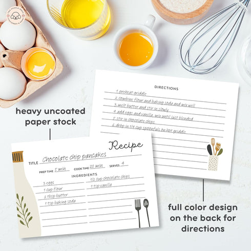 40 Recipe Cards for Recipe Box: Boho Kitchen Recipe Cards in 3 Designs for Weddings or Bridal Showers