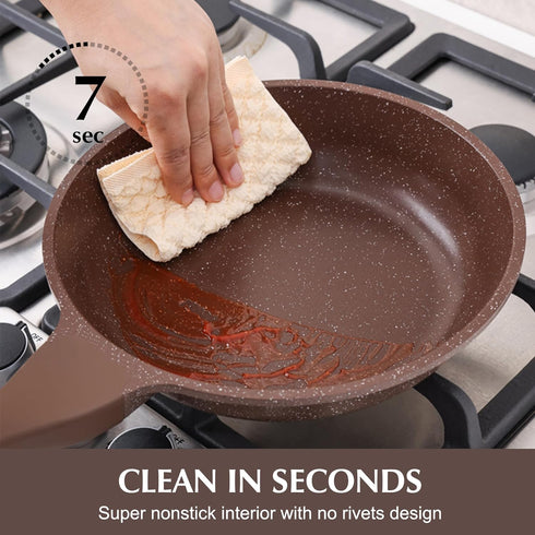 SENSARTE 9.5 Inch Nonstick Frying Pan Skillet, Granite Coating Chef's Pan, PFOA Free, Toffee Brown