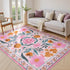 5x7 (Pink,5'x7') Beeiva Pink Flower Rugs for Bedroom Girls, Nursery Rug for Dorm Carpet with Low-Pile Non Slip, Soft