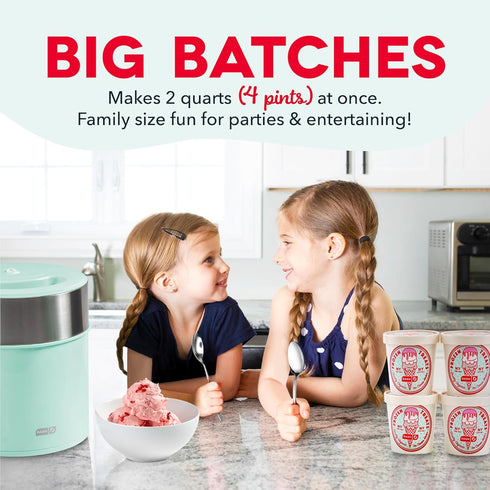 2 Dash Deluxe Gelato & Ice Cream Maker - HomeMade Dessert Maker with One-Touch Churning - Space-Saving Design & Easy