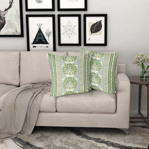 Sweetshow Summer 18 Inches Set 2 Sage Green Flowers Pillowcovers Geometric Throw Pillow Covers Cushion Case for Sofa