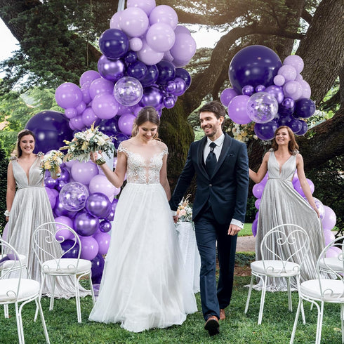 ZizasAry 136-Pack Metallic Purple & Lavender Lilac Balloon Garland Kit - Chrome Purple, Dark/Light Purple Balloons