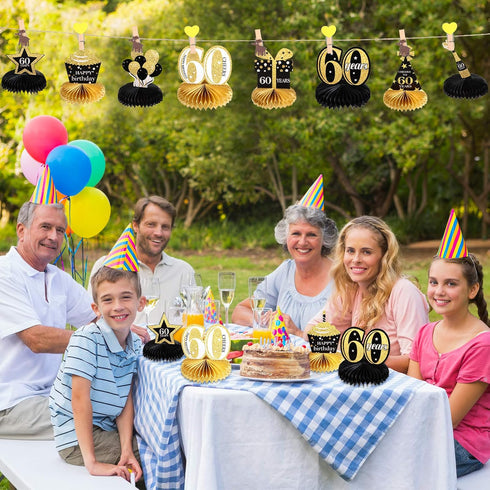 8 Piece 60th Birthday Decoration, Centerpieces and Table Toppers for Sixty Years Party Favors