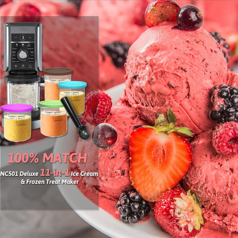 Replacement for Ninja Creami Deluxe Pints and Lids Set - Compatible with NC501 NC500 Series Deluxe Ice Cream Maker