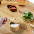 OUTNILI 2-Compartment 6 oz Salt Box with Lid and Spoon, Bamboo Salt Cellar with Swivel Lid, Salt and Pepper Bowls