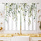 Sage Green Eucalyptus Botanical Leaves Floral Kitchen Window Curtains, 26x36 inch, Short Cafe Drapes for Bathroom