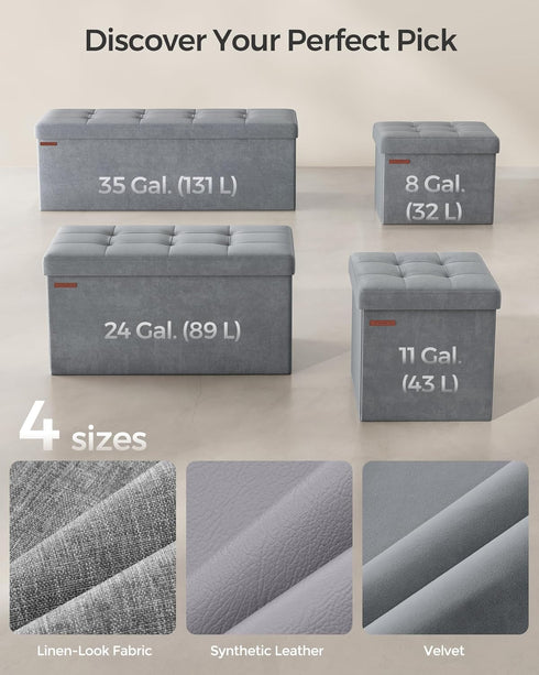 12.2 16.1 Inches 286 lb, ULSF200G02 SONGMICS Storage Ottoman, Foldable Small Ottoman Foot Rest, x Foot Stool, Ottoman