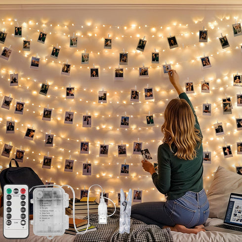 suddus 33ft 100 LED Fairy Lights with Clips for Pictures, Photo Lights