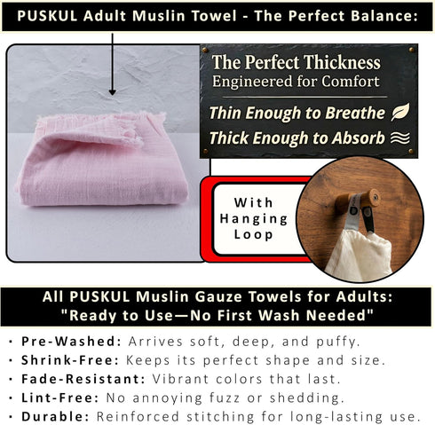 2-Piece 35x70 100% (Pack 2, PSKL - Premium Oversized Muslin Bath Towel for Adult Extra Large Bath Sheets | Natural