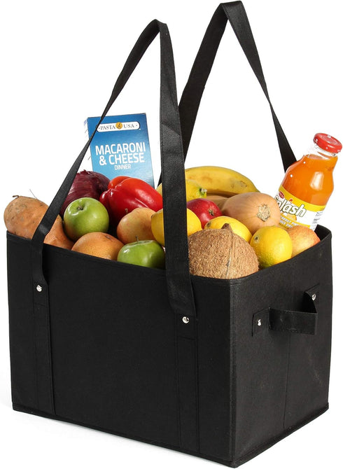 Set (Set 3) Earthwise Deluxe Collapsible Reusable Shopping Box Grocery Bag with Reinforced Bottom Storage Boxes Bins