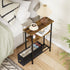 1 3-Tier Narrow Small Side Table, End Table with Fabric Drawer and Storage Shelf, Skinny Nightstand, Slim Bedside Table