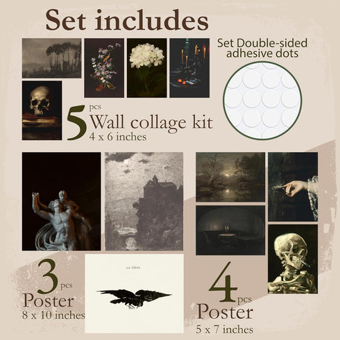 Dark Academia Room Decor, 97 Decor Gothic Home Decor, Moody Halloween Aesthetic Pictures, Creepy Posters for Bedroom