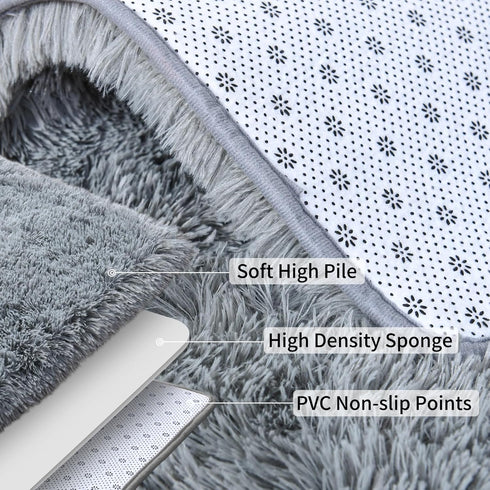 Soft Runner Rugs for Bedroom Hallways, 2x3 Grey Fluffy Shag Non Slip Area Rug for Living Room