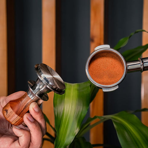 54mm Espresso Tamper for Breville Espresso Machines V2, Rosewood KNODOS Auto Leveling Double Spring Loaded Design