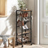 6 6-12 Closet Tier Rotating Shoe Rack Tower with Wheels, Wooden Shoe Storage Organizer with Hooks, Sturdy Metal Narrow