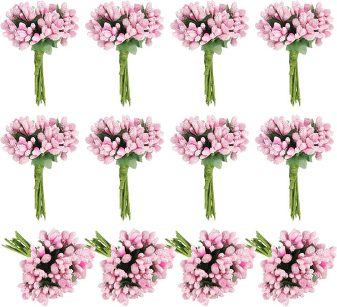 PATIKIL Mini Artificial Pip Berry Picks Bunch, 144Pcs Fruit Flower Stamens for
