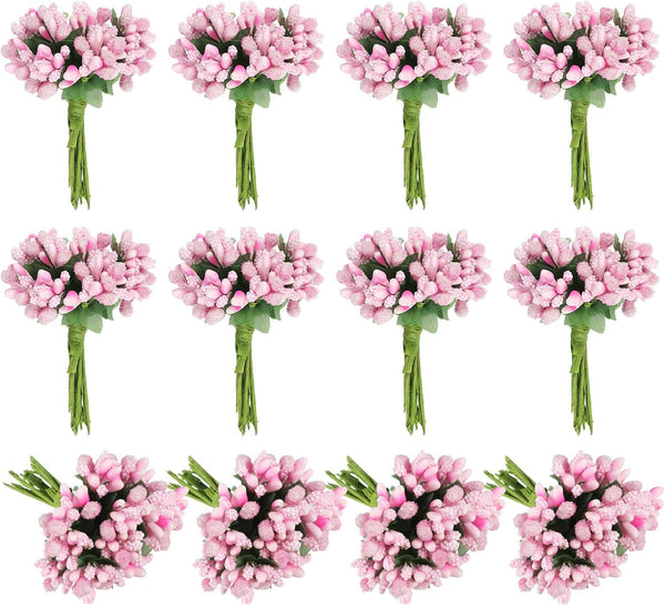 PATIKIL Mini Artificial Pip Berry Picks Bunch, 144Pcs Fruit Flower Stamens for