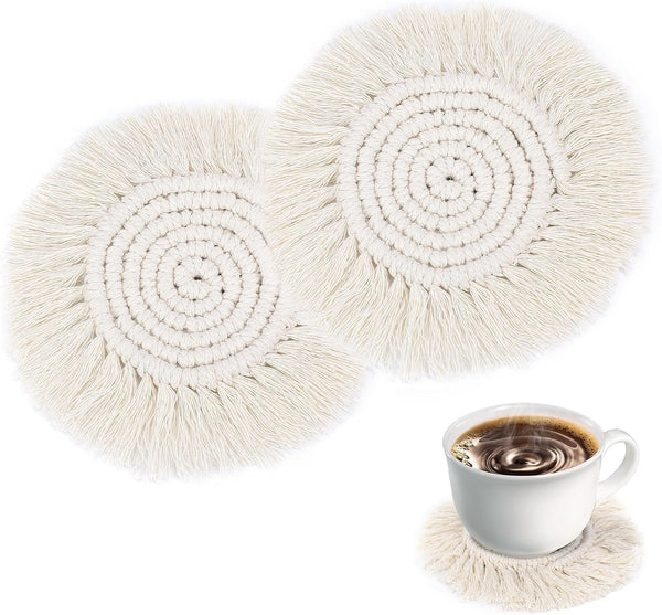 Mozeat Lens Boho Coasters for Drinks Absorbent Crochet Coasters Round Boho Coaster Set of