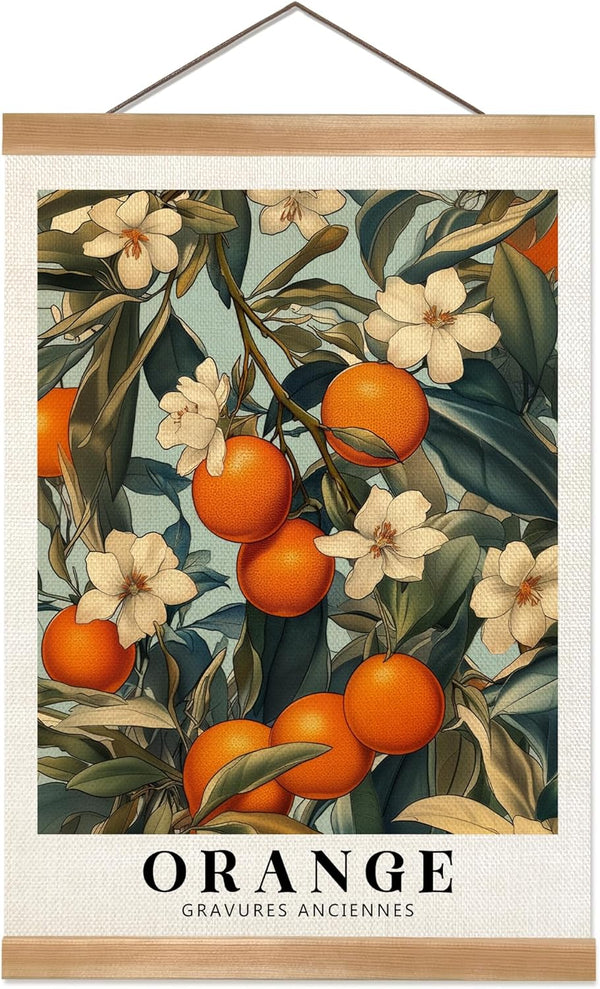 ZTGDA Farmhouse Orange Wall Art,Vintage Botanical Fruit Poster, French Style Citrus Wall Decor,