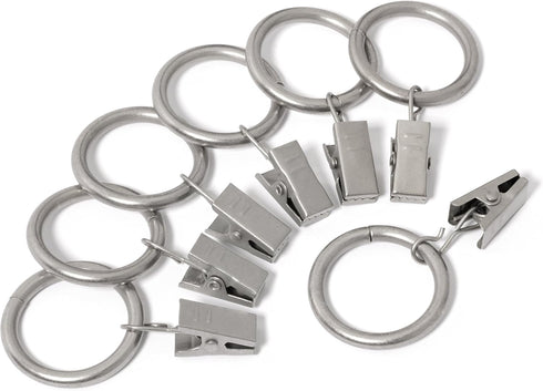 Iron Metal Curtain Clip Rings, 1 Inch Interior Diameter, Set of 20 (Nickel)