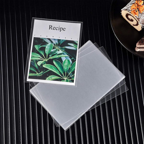 Boao 200 Pcs Recipe Card Protectors, Clear Cookbook Page Protectors, Kitchen Plastic Cookbook Sheet Index Sleeve (5 x 3