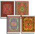Oriental Rug 4 Piece Set of Absorbent Drink Rug Coasters - Native