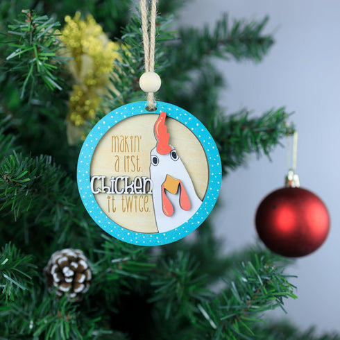 Wooden Christmas Ornaments - Chicken, Chicken Christmas Decorations for Tree