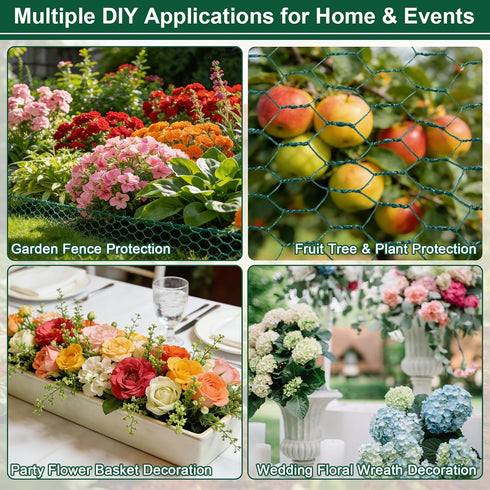 4 236 Inch Floral Chicken Mesh for Craft, x Galvanized Hexagonal Netting Roll, Lightweight Garden Poultry Fence