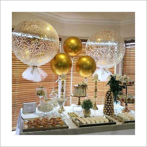 36 Inch Jumbo Confetti Balloons, Giant Latex Balloon with Gold Confetti, Pkg/6 for Party/Birthdays/Wedding/Festivals