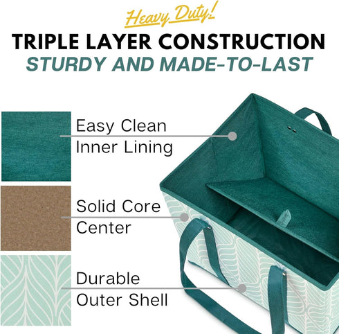 Creative Green Life (3 Pack) Reusable Grocery Bags Heavy Duty Reusable Shopping Bags for Groceries with Box Shape
